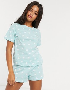 Пижама мятного цвета с шортами ASOS DESIGN-Зеленый