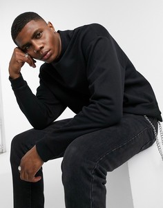 Черный oversize-свитшот с высоким воротником ASOS DESIGN