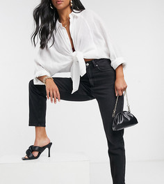Черные зауженные джинсы в винтажном стиле с завышенной талией ASOS DESIGN Petite Нourglass-Черный