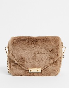 Коричневая сумка с искусственным мехом ASOS DESIGN-Коричневый