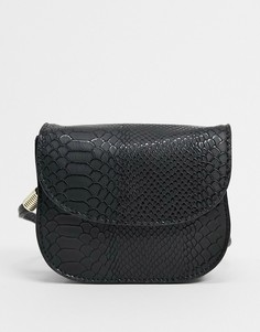 Черная сумка через плечо с эффектом змеиной кожи ASOS DESIGN-Черный