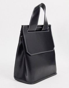 Черный блестящий рюкзак с контрастной строчкой ASOS DESIGN