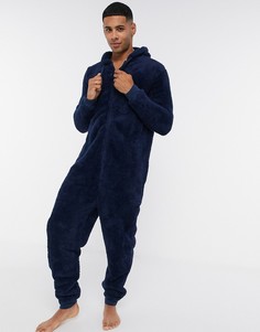 Темно-синий флисовый комбинезон ASOS DESIGN