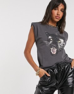 Футболка с принтом "пантера" ASOS DESIGN-Серый