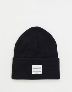 Черная шапка-бини с нашивкой-логотипом Jack & Jones-Черный