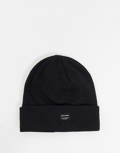 Черная шапка-бини с логотипом Jack & Jones-Черный