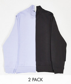 Набор из 2 свитшотов черного/лавандового цвета ASOS DESIGN-Мульти