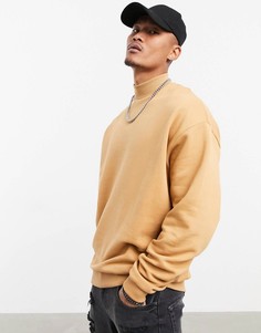 Бежевый oversize-свитшот с высоким воротом ASOS DESIGN
