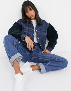 Джинсовая куртка со вставками из искусственной цигейки Levis-Синий Levis®