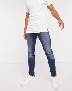 Синие рваные джинсы скинни Jack & Jones Intelligence-Синий