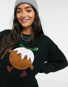 Новогодний джемпер с пудингом Brave Soul-Черный