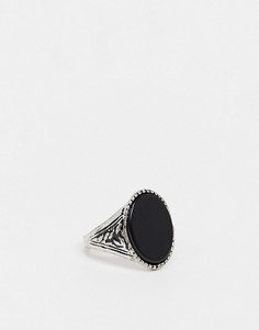Серебристое кольцо с черным ониксом Reclaimed Vintage inspired-Синий