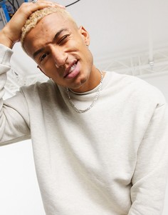 Бежевый свитшот в стиле oversized​​​​​​​ с разрезами ASOS DESIGN-Белый