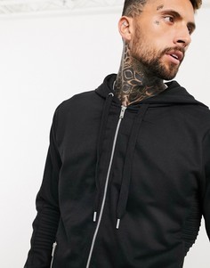 Худи в байкерском стиле с молнией Bolongaro Trevor-Черный