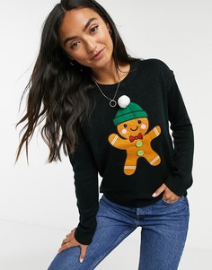 Джемпер с новогодней отделкой Brave Soul-Черный