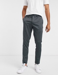 Зеленые узкие трикотажные брюки с узором "гусиная лапка" Jack & Jones-Зеленый