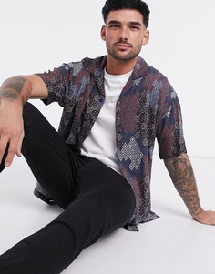 Серая рубашка с принтом пейсли Jack & Jones Premium-Серый