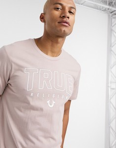 Розовая футболка с логотипом на груди True Religion-Розовый
