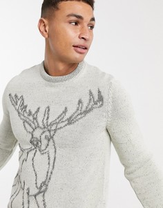 Вязаный новогодний джемпер ASOS DESIGN-Серый