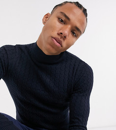 Темно-синий легкий джемпер вязки косами ASOS DESIGN Tall