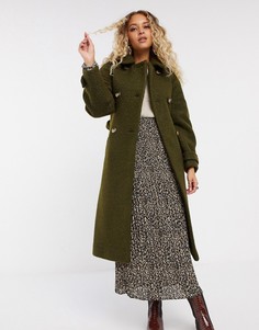Тренч цвета хаки из букле Topshop-Зеленый