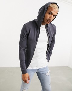 Черный выбеленный обтягивающий худи на молнии ASOS DESIGN