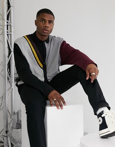Поло в стиле oversized с длинными рукавами и вставками колор блок ASOS DESIG-Мульти