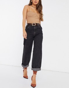 Черные джинсы с завышенной талией ASOS DESIGN-Черный