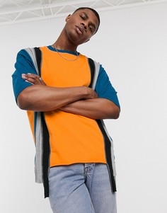 Футболка в стиле oversized с рукавами до локтя и эффектом переплетения ASOS DESIGN-Оранжевый