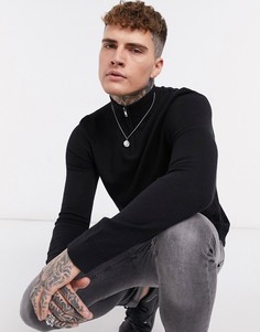 Черный свитер с короткой молнией Topman