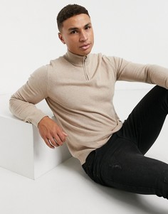 Светло-бежевый джемпер с высоким воротом на молнии Topman