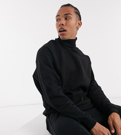 Черный свободный свитшот с высоким воротником ASOS DESIGN Tall