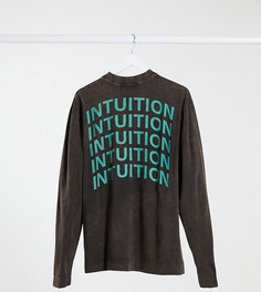 Коричневый лонгслив с принтом COLLUSION Unisex