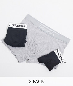Набор из 3 трикотажных боксеров с фирменным поясом Threadbare-Мульти