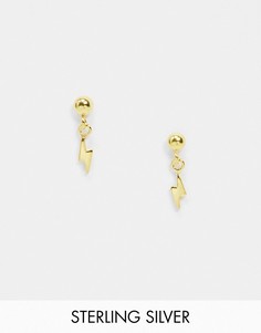 Серебряные позолоченные серьги-гвоздики с подвеской ASOS DESIGN-Золотой