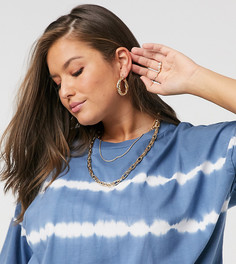 Синяя футболка в стиле oversized с принтом тай-дай ASOS DESIGN Curve-Синий