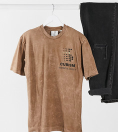 Коричневая футболка с принтом COLLUSION Unisex-Коричневый