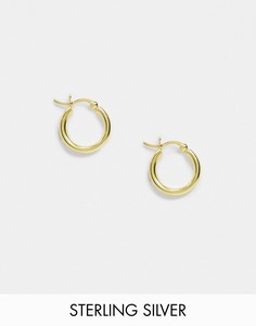 Серебристые позолоченные серьги-кольца 15 мм ASOS DESIGN-Золотой