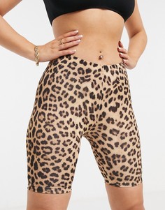 Леггинсы-шорты с леопардовым принтом ASOS DESIGN-Мульти