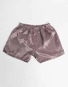 Атласные боксеры лилового цвета ASOS DESIGN-Розовый