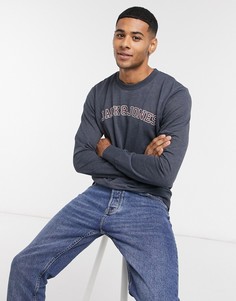 Свитшот с крупным логотипом Jack & Jones Originals-Темно-синий