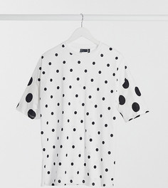 Oversized-футболка в горошек ASOS DESIGN Tall-Белый