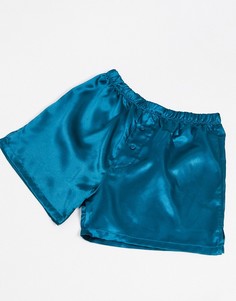 Синие атласные трусы-боксеры ASOS DESIGN-Синий