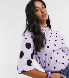 Лавандовая oversized-футболка в горошек ASOS DESIGN Petite-Фиолетовый