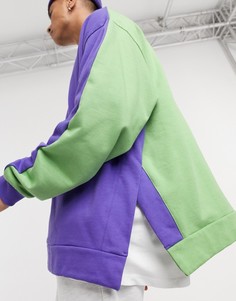 Свободный свитшот в стиле колор блок с разрезами ASOS DESIGN-Фиолетовый