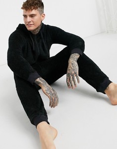Черный флисовый комбинезон для дома ASOS DESIGN