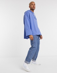 Синий oversized-худи с необработанным краем ASOS DESIGN