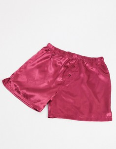 Розовые атласные боксеры ASOS DESIGN-Красный