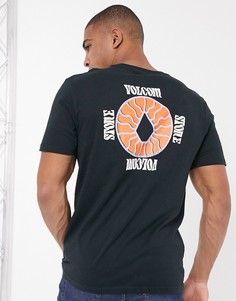 Черная футболка с принтом Volcom-Черный