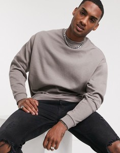 Коричневый меланжевый oversize-свитшот ASOS DESIGN